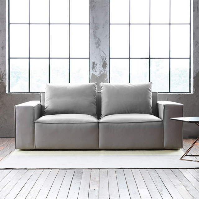 Natural cotton leather 3 seater sofa Modello 3D .c4d .max .obj .3ds .fbx .stl .blend 