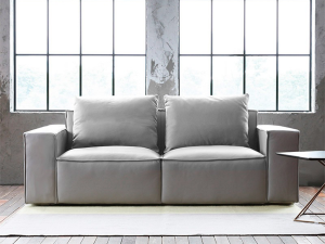 Natural cotton leather 3 seater sofa 3D Model