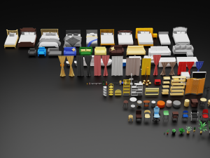 Low Poly furniture model pack pack 1 Modèle 3D