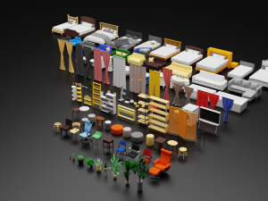 Low Poly furniture model pack pack 1 Modèle 3D
