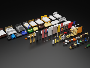 Low Poly furniture model pack pack 1 Modèle 3D