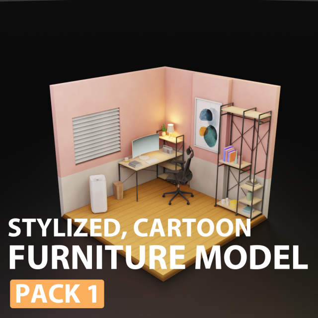 Low Poly furniture model pack pack 1 Modèle 3D .c4d .max .obj .3ds .fbx .stl .blend 