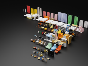 Low Poly furniture model pack 2 Model 3D