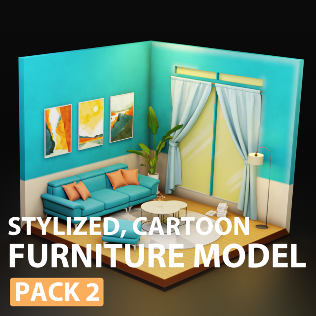 Low Poly furniture model pack 2 Model 3D .c4d .max .obj .3ds .fbx .stl .blend