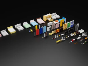 Low Poly furniture model pack 4 3D Model