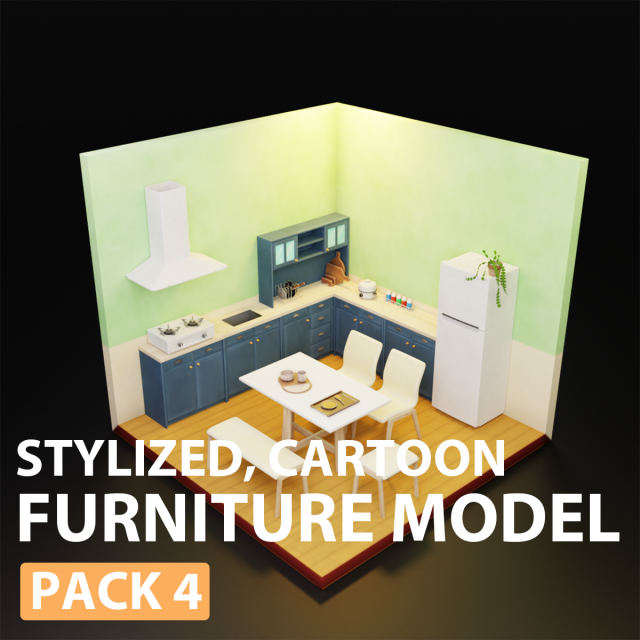 Low Poly furniture model pack 4 3Dモデル .c4d .max .obj .3ds .fbx .stl .blend 