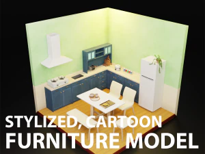Low Poly furniture model pack 4 3D Model