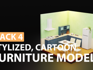 Low Poly furniture model pack 4 3Dモデル