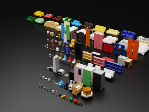 Low Poly furniture model pack 5 3D Model