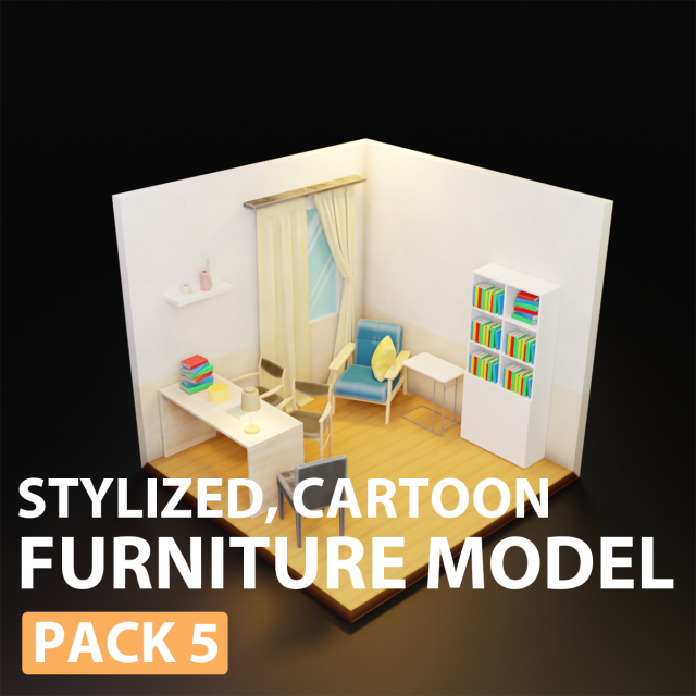 Low Poly furniture model pack 5 3D Model .c4d .max .obj .3ds .fbx .stl .blend 