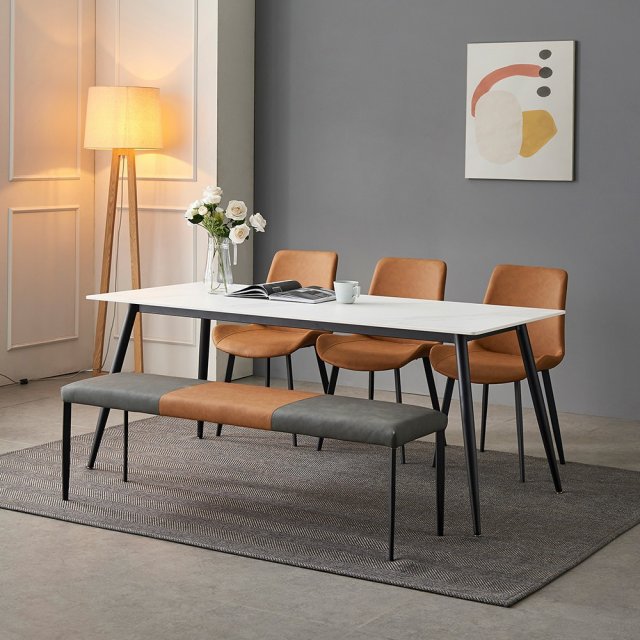 Shelton ceramic dining table set for 6 3D 模型 .c4d .max .obj .3ds .fbx .stl .blend