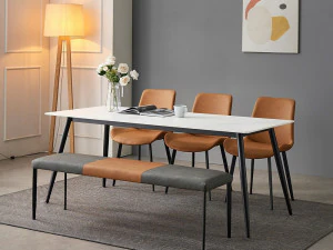 Shelton ceramic dining table set for 6 3D Model