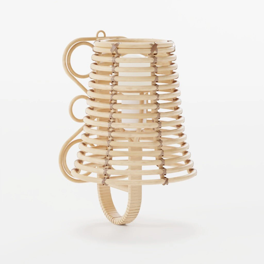 Rattan wall lamp shade 3D Model .c4d .max .obj .3ds .fbx .stl .blend 