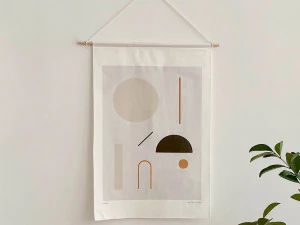 Plakat z tkaniny wiszącej z drewna Model 3D