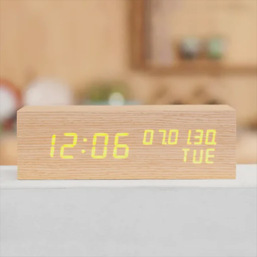 LED Wood Alarm Clock 3D Model .c4d .max .obj .3ds .fbx .stl .blend 