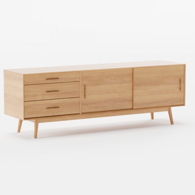 Mid Century Media Console 3D Model .c4d .max .obj .3ds .fbx .stl .blend 