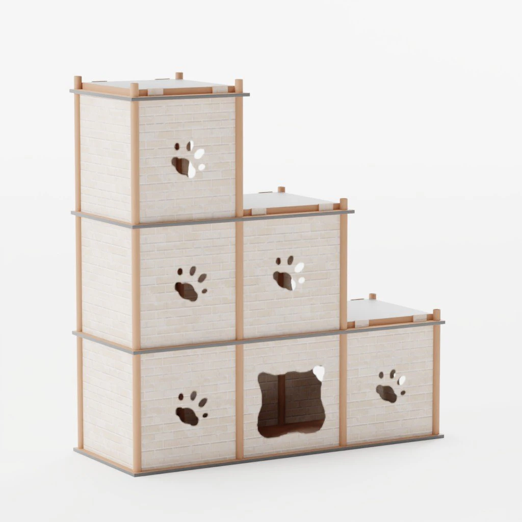 Cat Tower Scratcher 3D Model .c4d .max .obj .3ds .fbx .stl .blend 