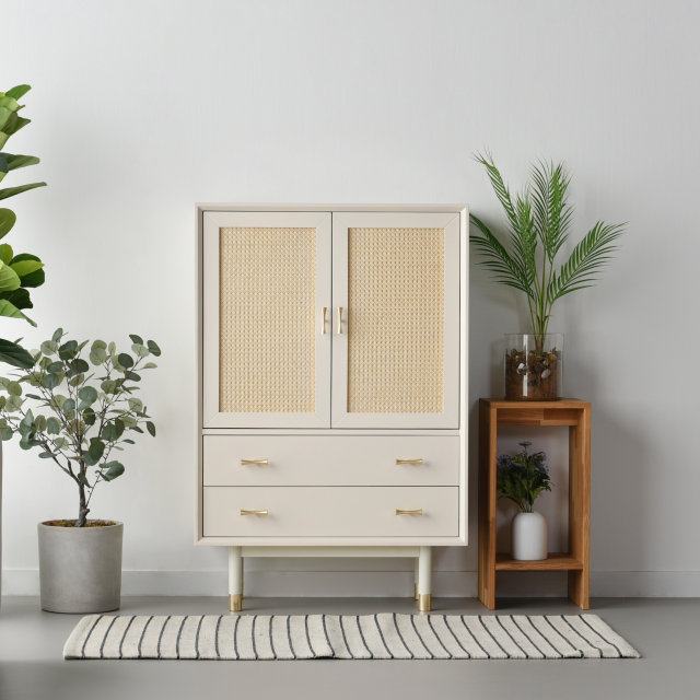 Bund Woody White Rattan High Cabinet Modello 3D .c4d .max .obj .3ds .fbx .stl .blend 