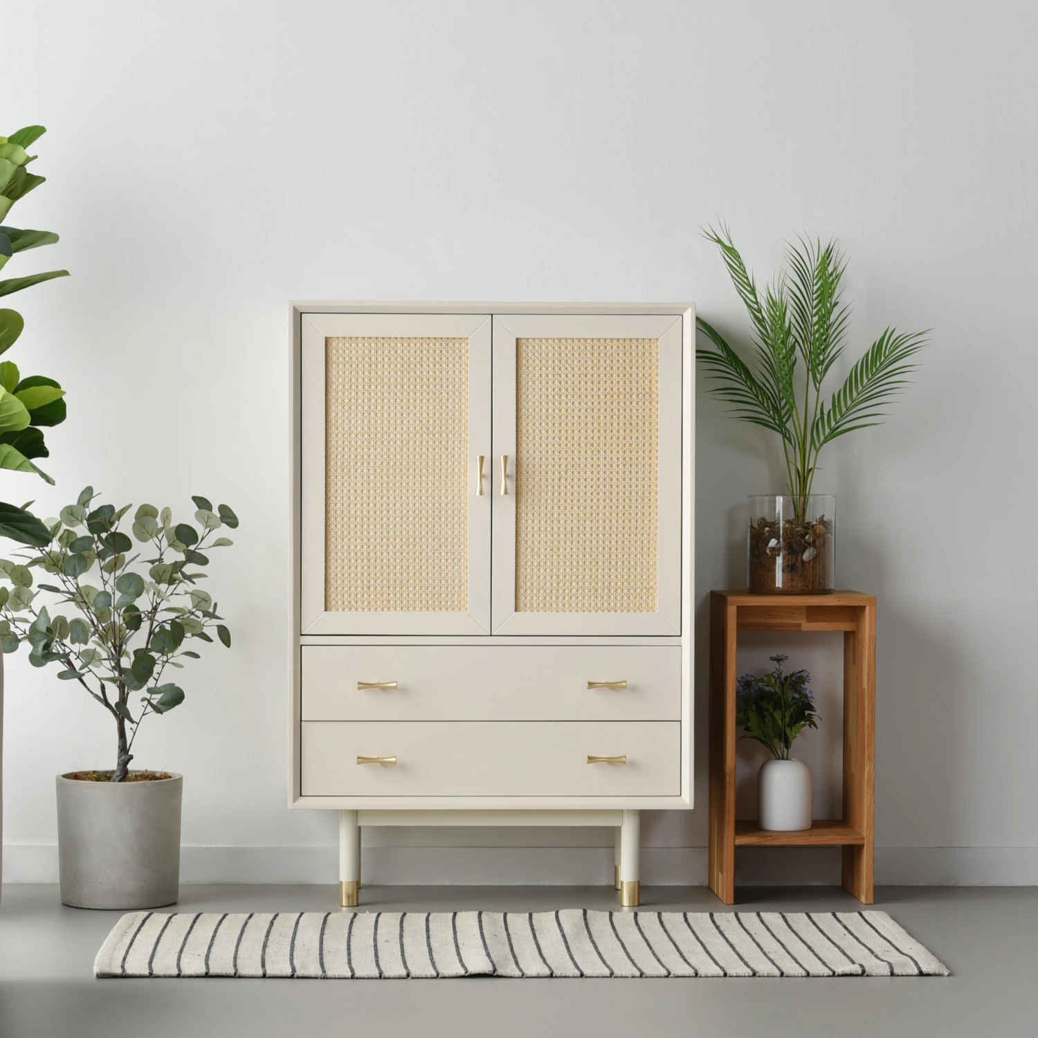 Bund Woody White Rattan High Cabinet 3D Model .c4d .max .obj .3ds .fbx .stl .blend