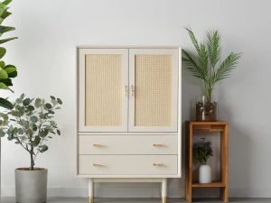 Mobile alto in rattan bianco legnoso Bund Modello 3D