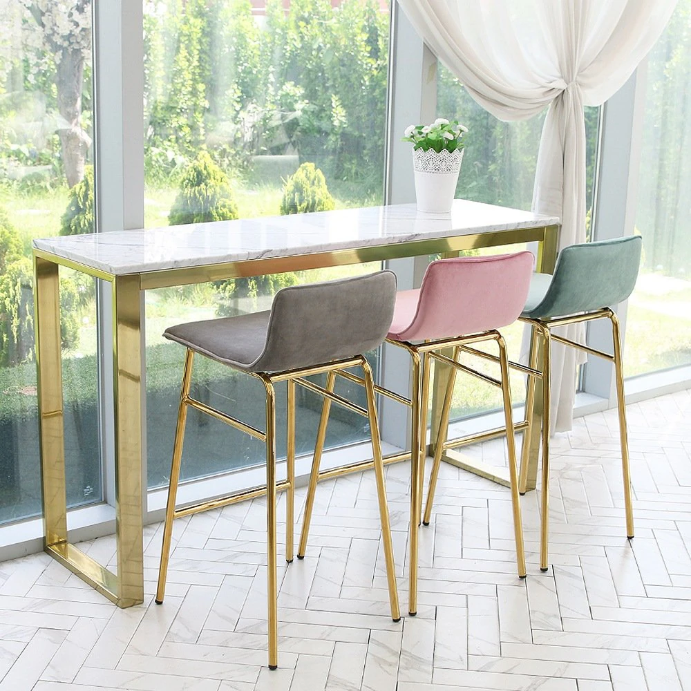 Shiny Gold Velvet Bar Chair Island Table Chair 3D Model .c4d .max .obj .3ds .fbx .stl .blend 