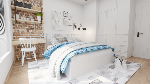 Bedroom - Interior Scene - Architectural Visualization 3D Модель .c4d .max .obj .3ds .fbx .stl .blend 