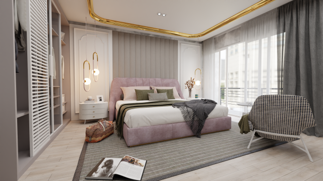 Bedroom - Interior Scene - Architectural Visualization 3D Модель .c4d .max .obj .3ds .fbx .stl .blend 