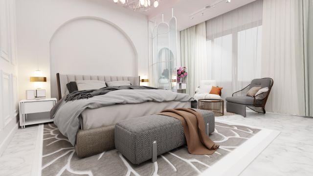 Bedroom - Interior Scene - Architectural Visualization 3D Модель .c4d .max .obj .3ds .fbx .stl .blend 