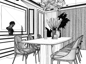 Dining room - Interior Scene - Architectural Visualization 3D Model