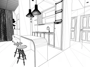 Mutfak - İ&ccedil; Mekan - Mimari G&ouml;rselleştirme 3D Model