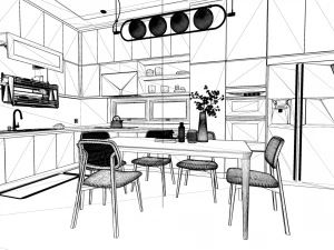 Mutfak - İ&ccedil; Mekan - Mimari G&ouml;rselleştirme 3D Model