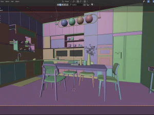 Mutfak - İ&ccedil; Mekan - Mimari G&ouml;rselleştirme 3D Model