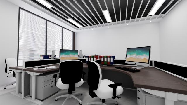 Office - Interior Scene - Architectural Visualization 3D 模型 .c4d .max .obj .3ds .fbx .stl .blend 