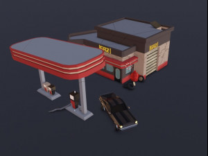 Gas station Modèle 3D