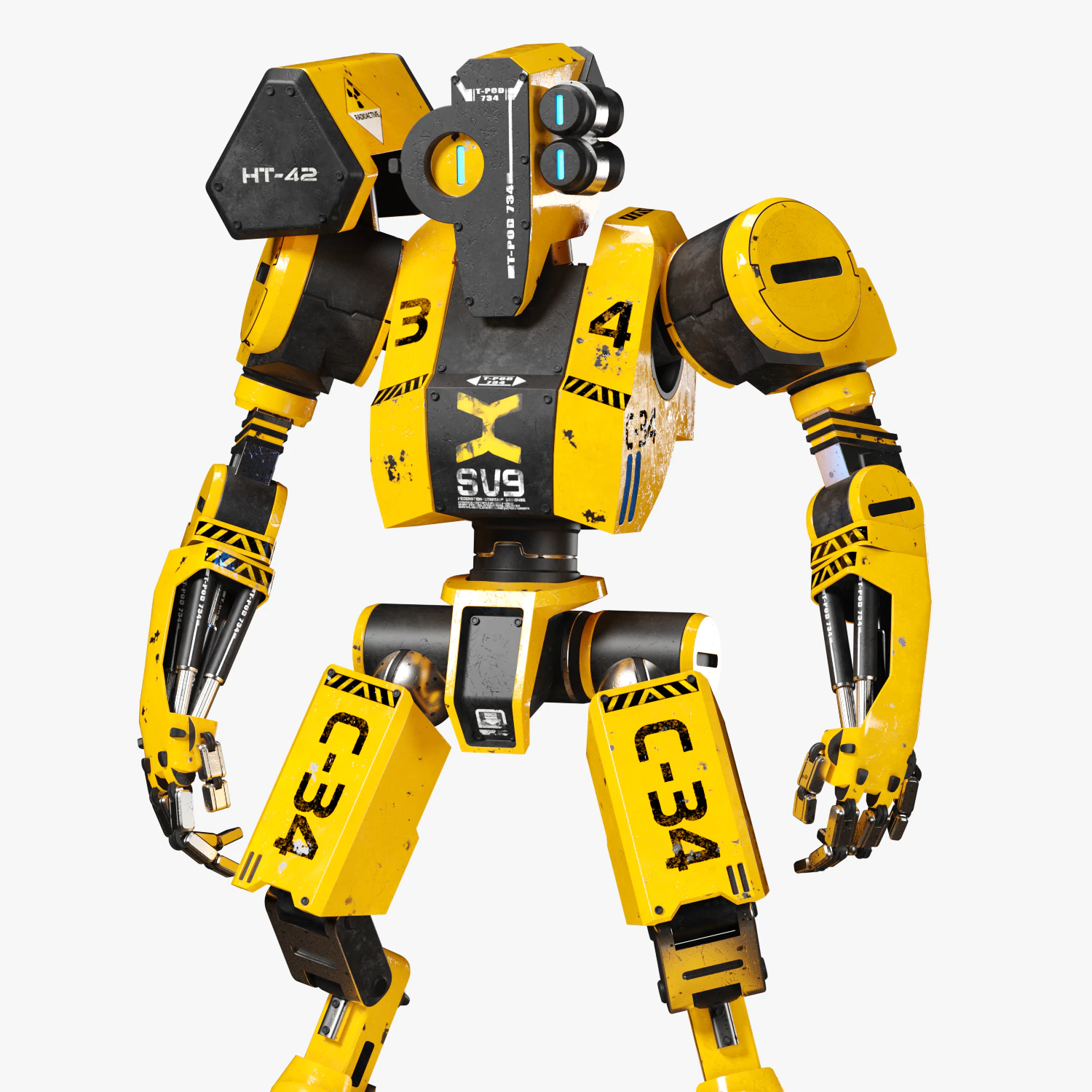 Worker Robot 3DS Max 3D Model .c4d .max .obj .3ds .fbx .stl .blend 