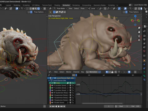 Lizard Demon Blender 3D Model