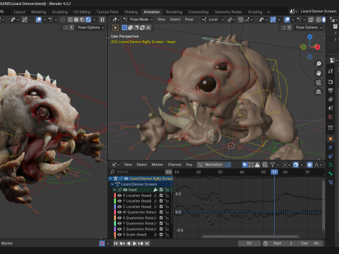 Lizard Demon Blender Modelo 3D
