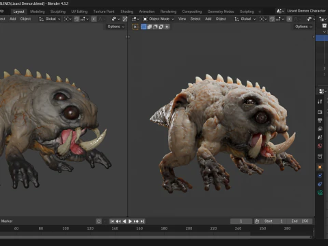 Lizard Demon Blender 3D Model