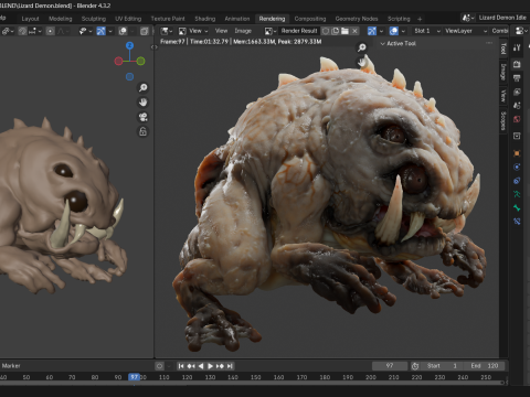 Lizard Demon Blender Modelo 3D