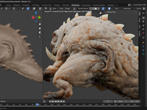 Lizard Demon Blender Modelo 3D