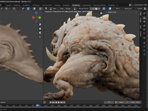 Lizard Demon Blender 3D Model