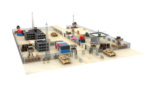 US Military Base 3D Model .c4d .max .obj .3ds .fbx .stl .blend 
