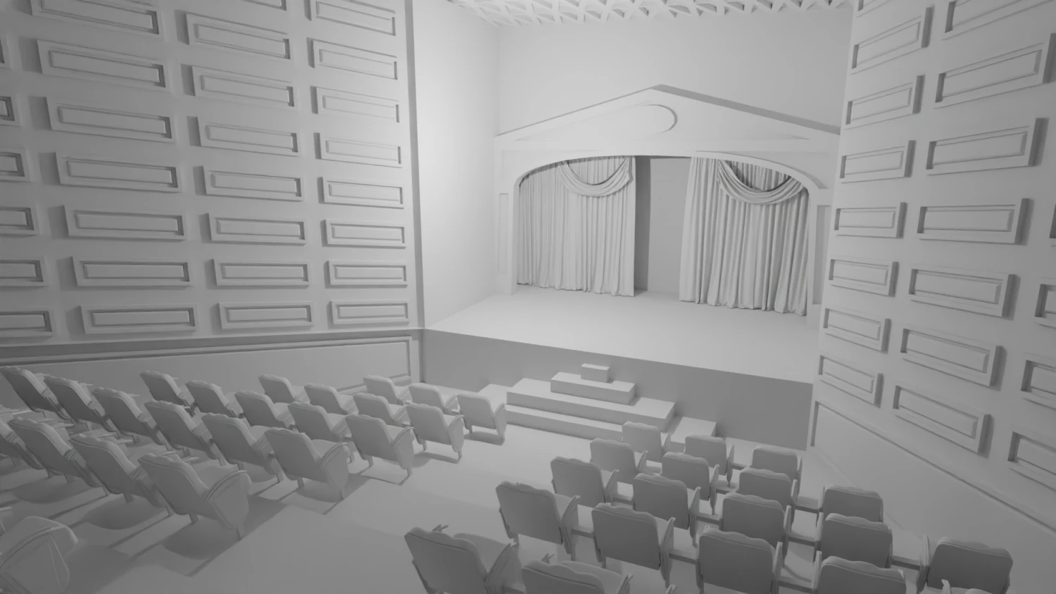 Theater interior No Material 3D Model .c4d .max .obj .3ds .fbx .stl .blend 
