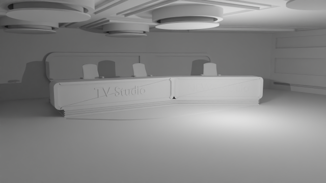 Virtual TV Studio No Material 3D Model .c4d .max .obj .3ds .fbx .stl .blend 