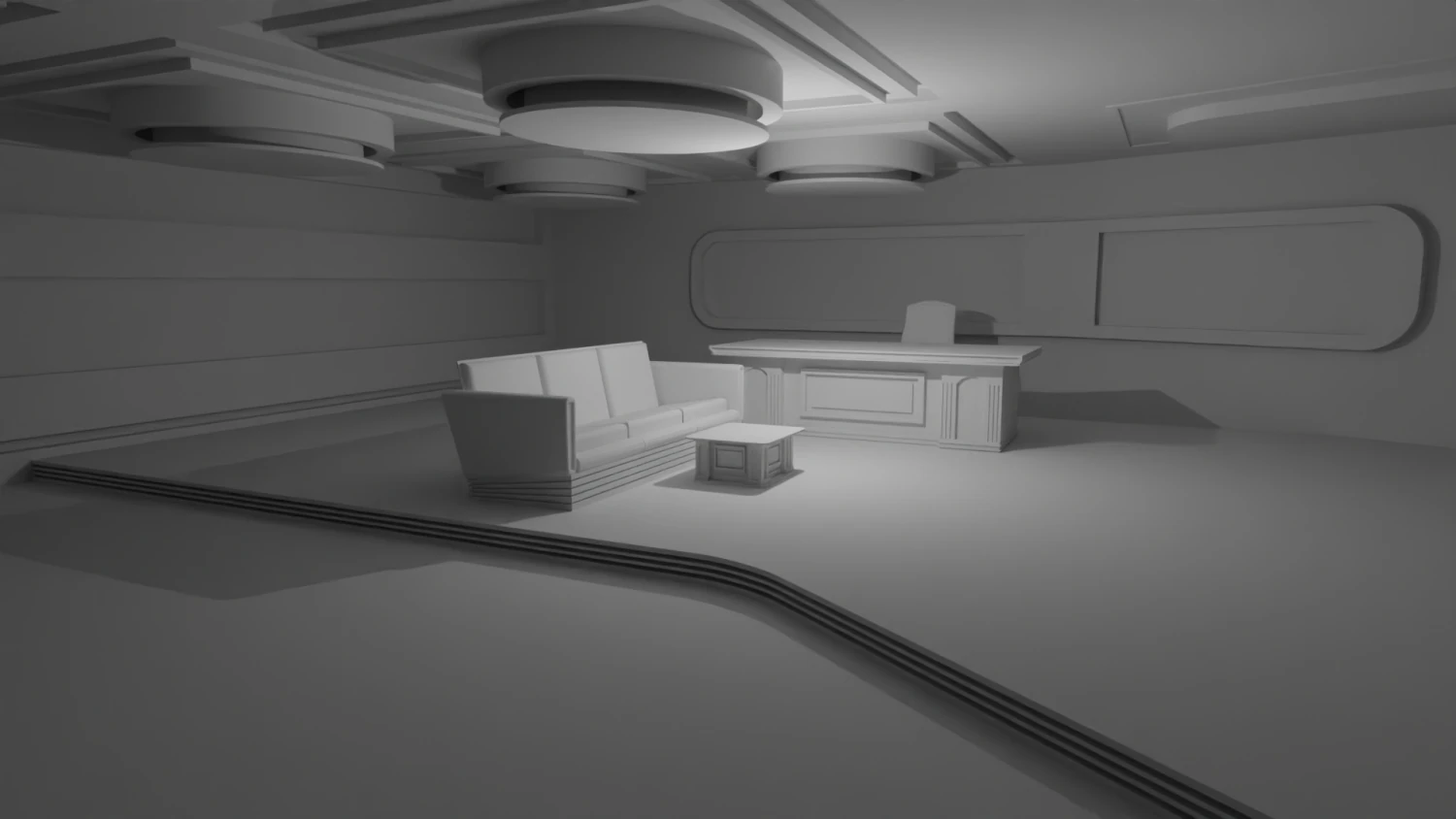 Talk Show Studio No Material 3D Model .c4d .max .obj .3ds .fbx .stl .blend