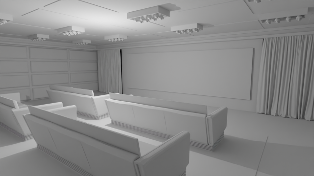 Cinema Room No Material 3D Model .c4d .max .obj .3ds .fbx .stl .blend 
