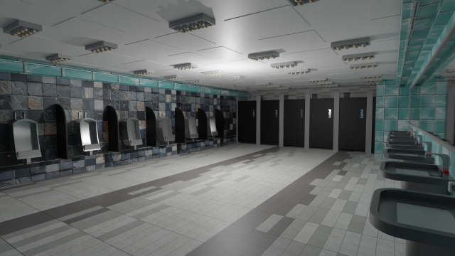Restroom Interior 3D Model .c4d .max .obj .3ds .fbx .stl .blend 