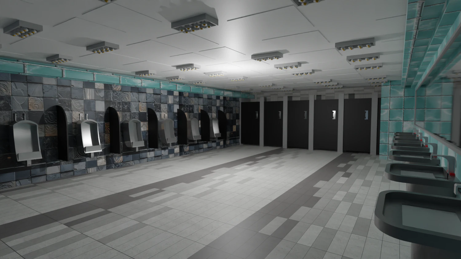 Restroom Interior 3D Model .c4d .max .obj .3ds .fbx .stl .blend 