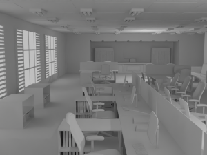 Office Interior No Material 3D Model
