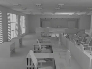 Interior do escrit&oacute;rio sem material Modelo 3D